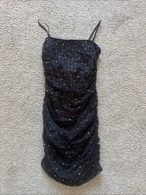 Windsor Black Mini Dress with Gold Stud Accents